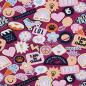 Preview: Baumwolljersey Bunte Sticker auf Beere